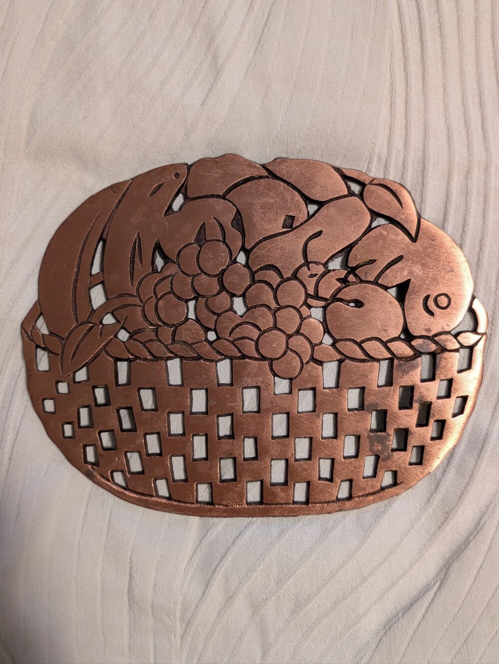 Cast Iron Copper Plated Fruit Basket Trivet